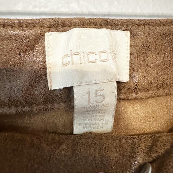 Chico’s Size 1.5 Soft Faux Suede Tan Brown Pull-on Pants Women's Size 10 - Picture 6 of 15